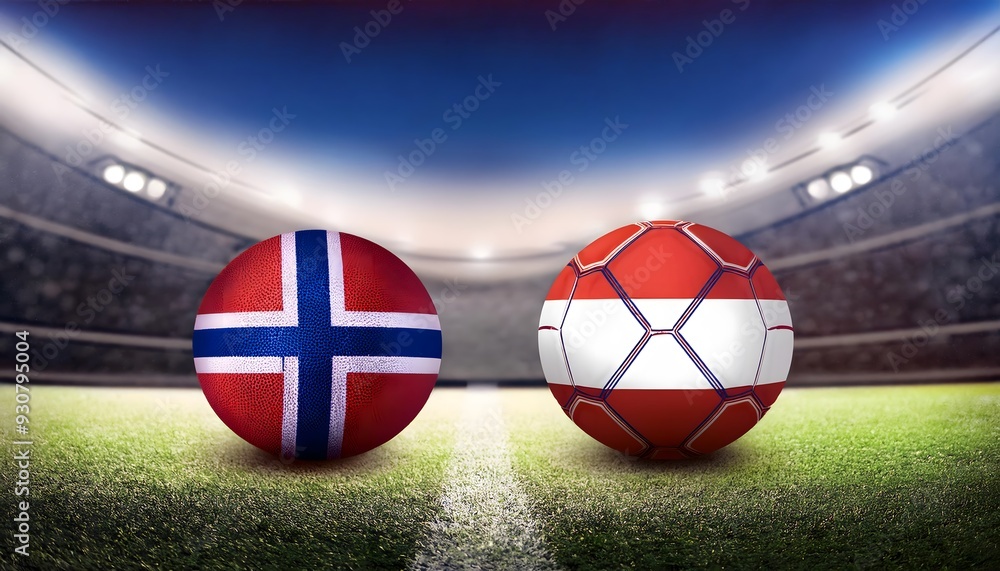 Fototapeta premium Banner Football Norway vs Austria