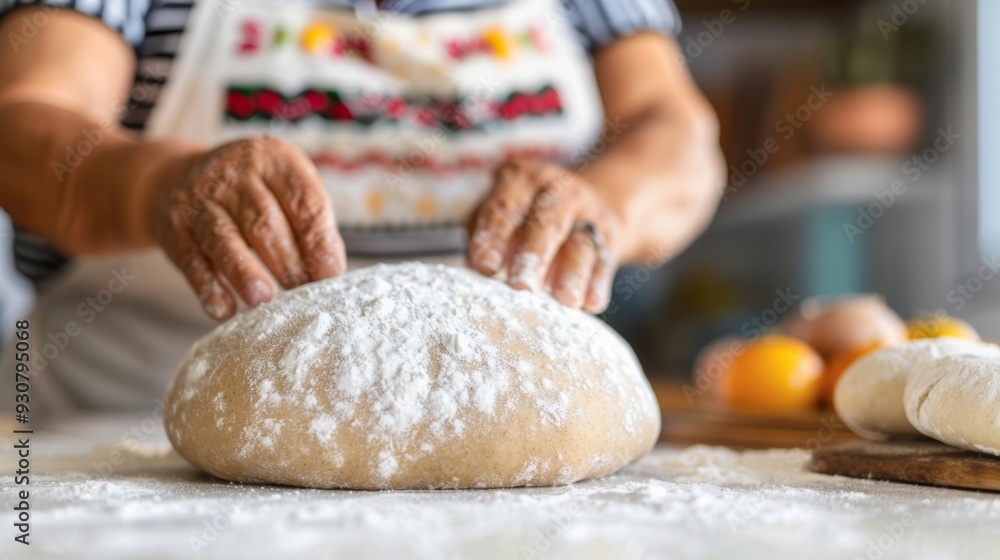 A woman is making bread with her hands A woman is making bread with her hands