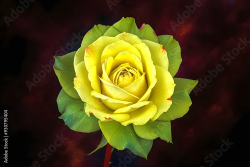 yellow rose on black background