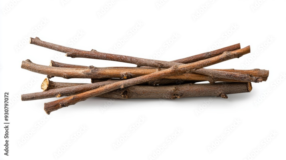 A pile of wood sticks on a white background A pile of wood sticks on a white background