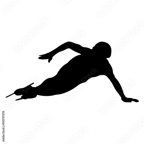 Silhouette of skater athlete.Winter sport.Skating sport.Vector illustration.