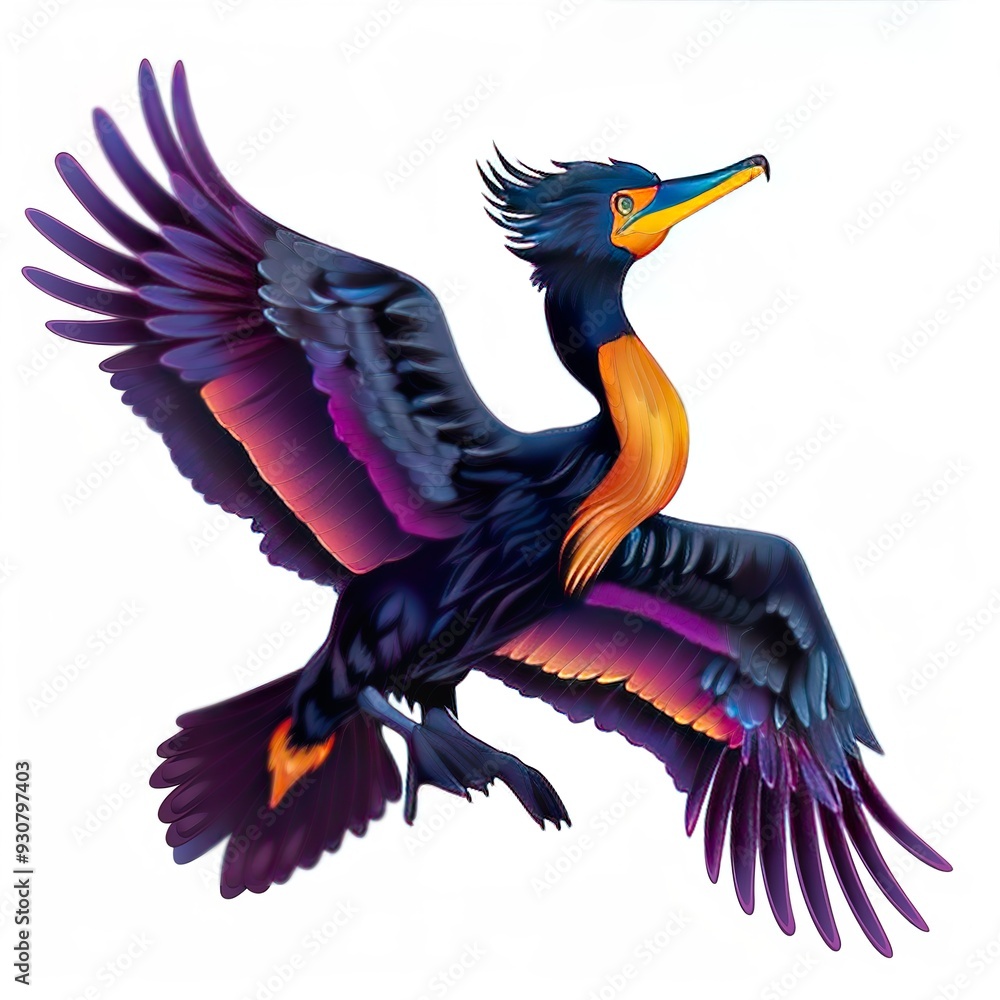 Obraz premium Cormorant Aether animal cartoon isolated whitebackground 16:9