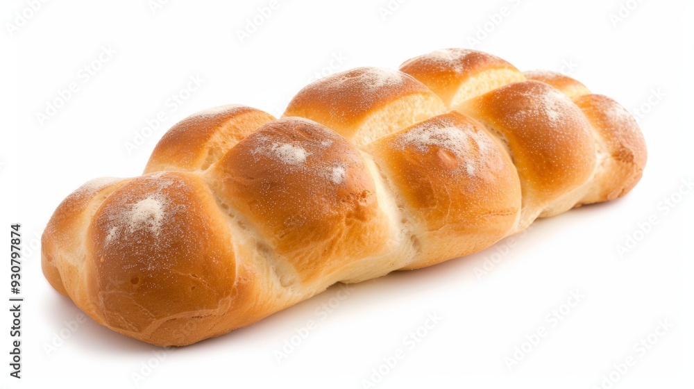 A long, thin, white bread with sugar sprinkled on top A long, thin, white bread with sugar sprinkled on top