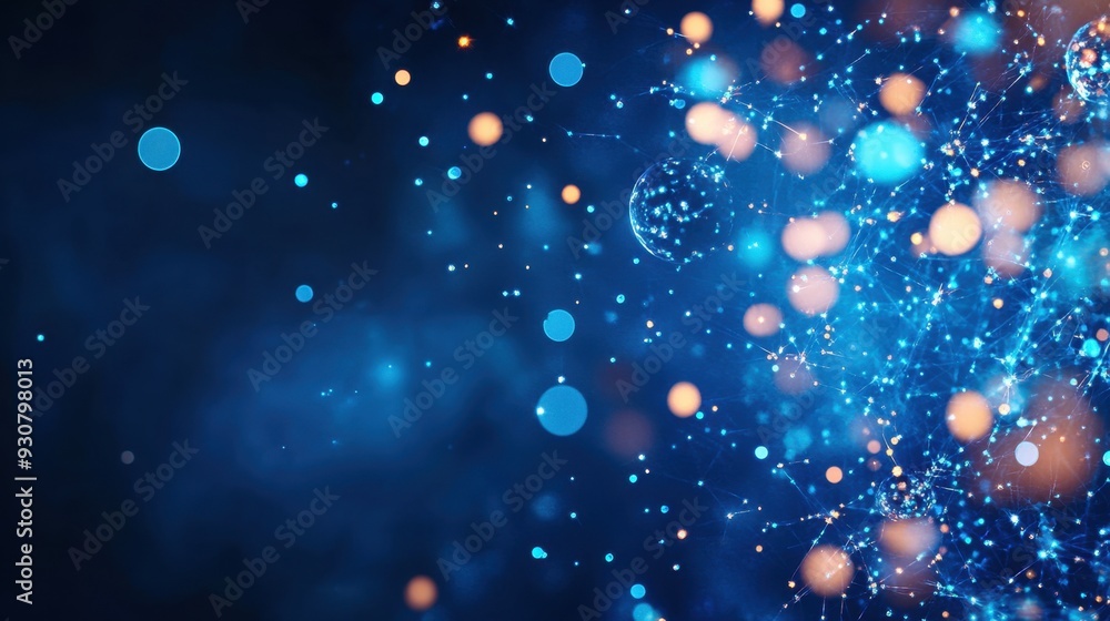 Illuminated Exosomes in Enigmatic Indigo Fluid - Abstract Science Background with Depth and Mystery Illuminated Exosomes in Enigmatic Indigo Fluid - Abstract Science Background with Depth and Mystery