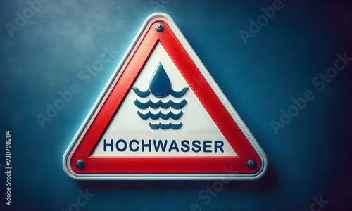 Warnschild Schild mit dem Text Hochwasser photo