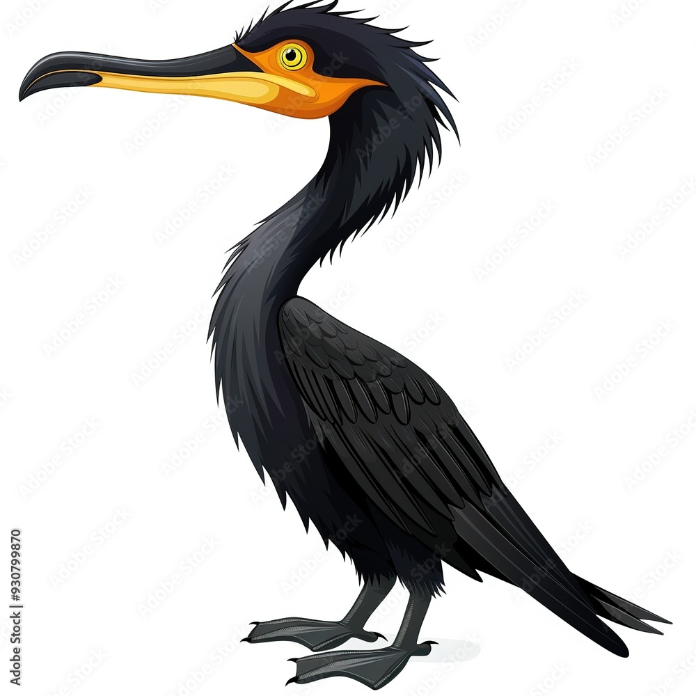 Obraz premium Cormorant Sound element animal cartoon isolated whitebackground 16:9