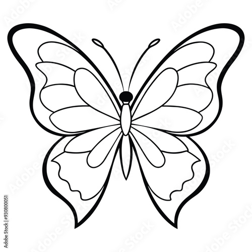 Butterfly hand drawing line art collection vector illustration isolated on white background