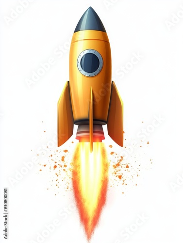 Orange Rocket Launch Into the Sky