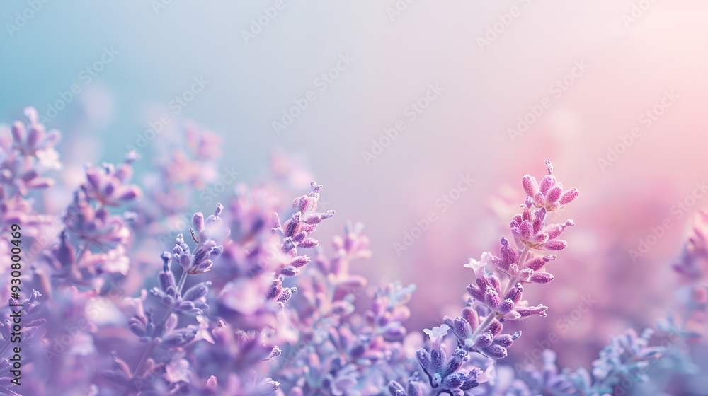 Naklejka premium Lavender blossom border on a light background