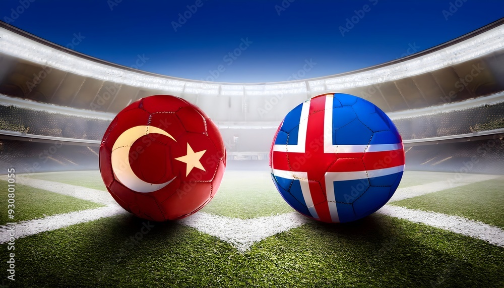 Naklejka premium Banner Football Turkey vs Iceland