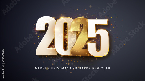 Happy new year 2025 background. Holiday greeting card design. Vector illustration.