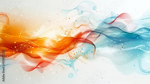 Wallpaper Mural A vibrant abstract design featuring flowing waves of orange and blue with sparkles. Torontodigital.ca