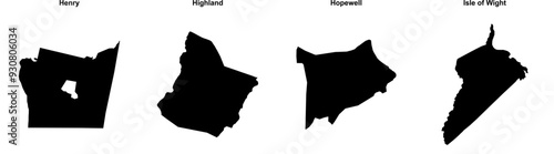 Henry, Highland, Hopewell, Isle of Wight outline maps