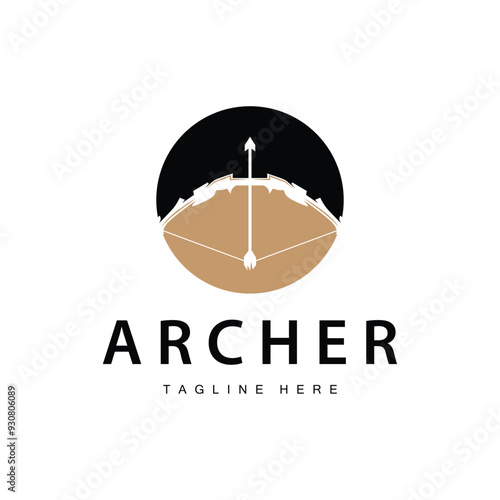black silhouette logo design archery concept arrow illustration simple template