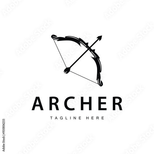 black silhouette logo design archery concept arrow illustration simple template