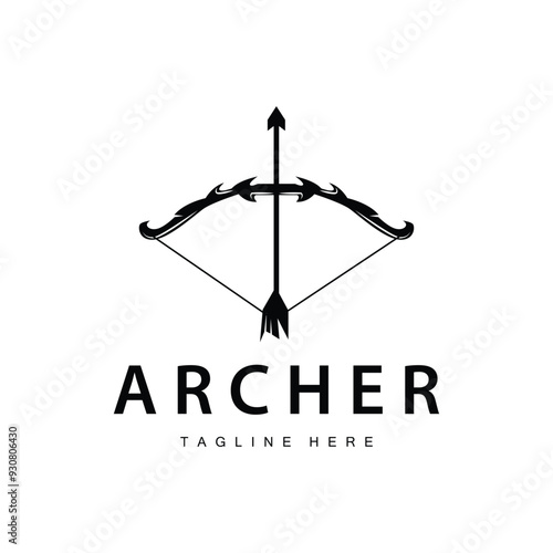 black silhouette logo design archery concept arrow illustration simple template