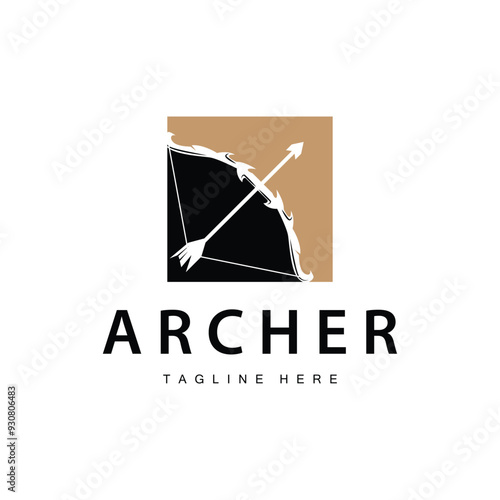 black silhouette logo design archery concept arrow illustration simple template