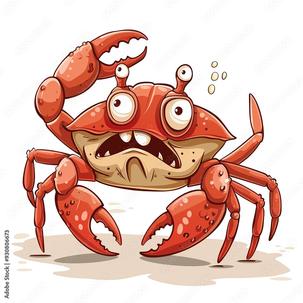 Fototapeta premium Crab Embarrassment emotion fantasy animal cartoon isolated whitebackground