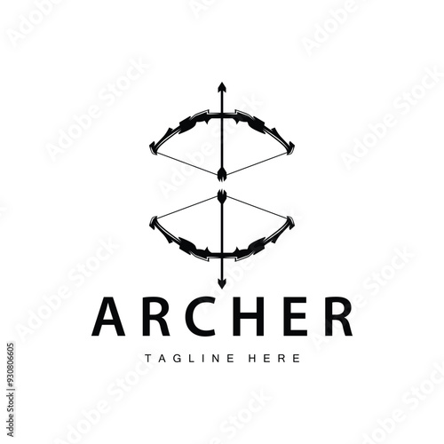 black silhouette logo design archery concept arrow illustration simple template