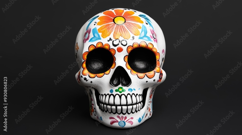 A skull with flowers painted on it A skull with flowers painted on it