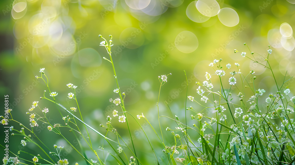 Obraz premium Wild grass in Bloom Meadow Field set against a green backdrop