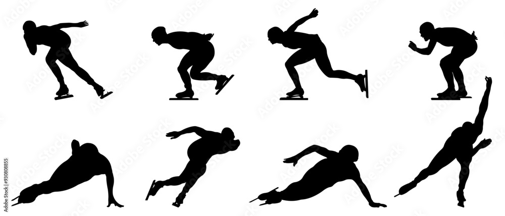 Skater silhouettes. Winter sports.Collection of skating athletes.Vector illustration,isolated on white background. Skater silhouettes. Winter sports.Collection of skating athletes.Vector illustration,isolated on white background.