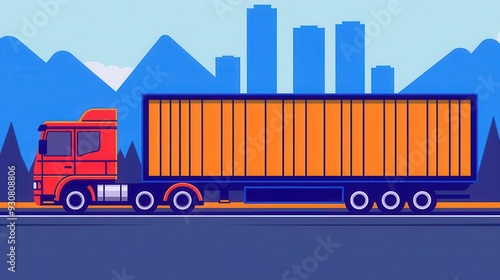 Goods transportation, streamlined logistics, flat design illustration