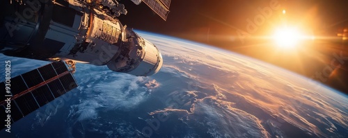 Exhibit a space tourism shuttle docking at an international space station, ready to board passengers for Earth orbit photo