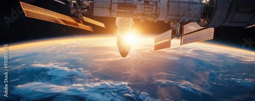 Exhibit a space tourism shuttle docking at an international space station, ready to board passengers for Earth orbit photo