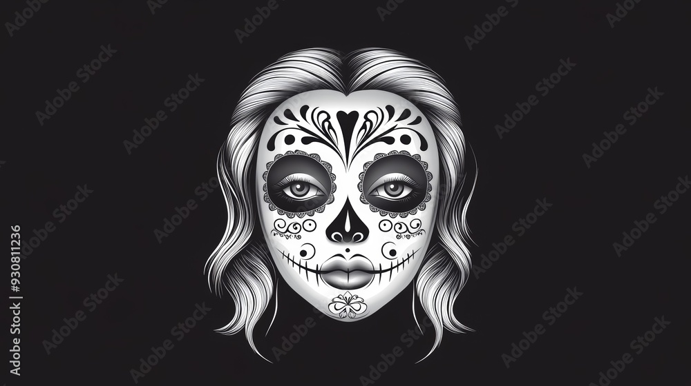 A woman's face with a skull on it A woman's face with a skull on it