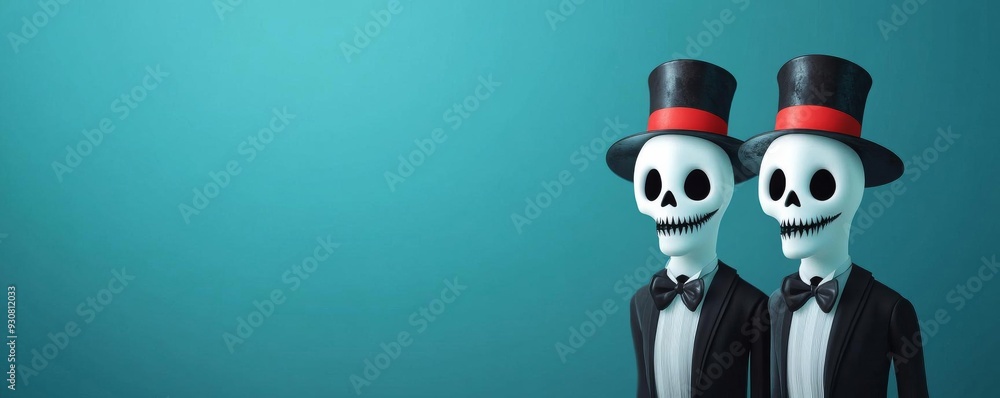 Obraz premium Haunted circus performers with ghostly features, dark and spooky, 3D illustration