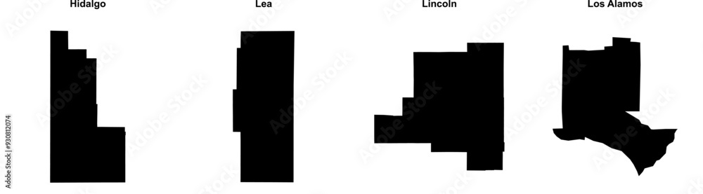 Hidalgo, Lea, Lincoln, Los Alamos outline maps Hidalgo, Lea, Lincoln, Los Alamos outline maps
