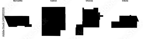 Bernalillo, Catron, Chaves, Cibola outline maps
