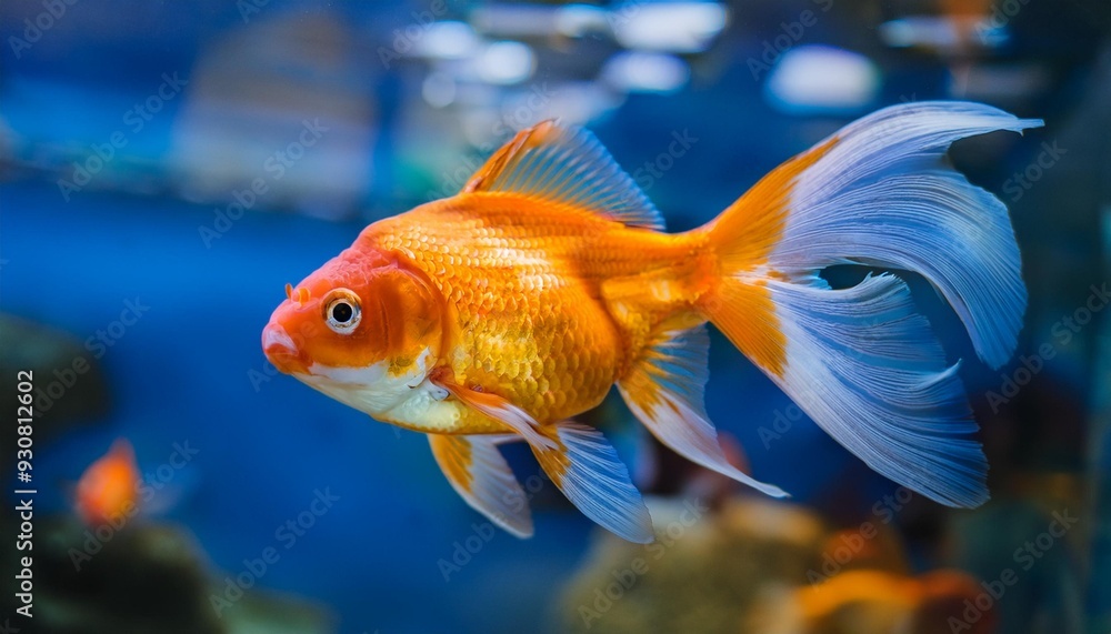 Big yellow goldfish swimming in the ocean Big yellow goldfish swimming in the ocean