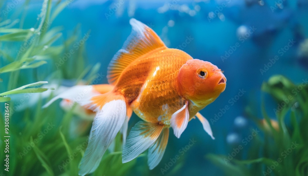 Big yellow goldfish swimming in the ocean Big yellow goldfish swimming in the ocean