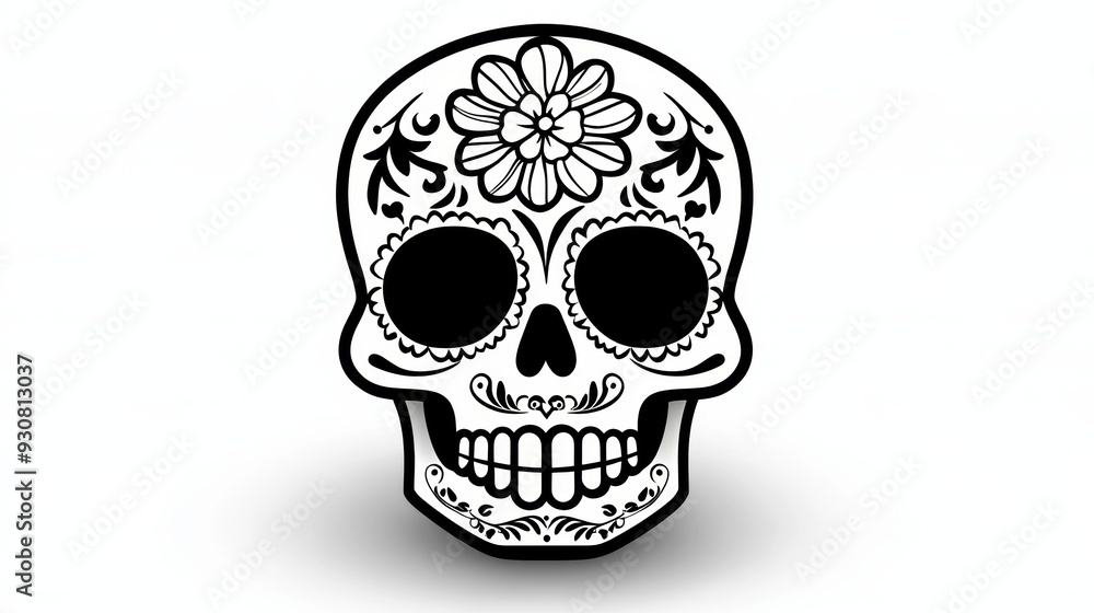 A skull with a flower on it A skull with a flower on it
