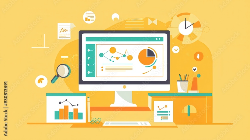 Business Analysis on Desktop with Charts and Graphs Business Analysis on Desktop with Charts and Graphs