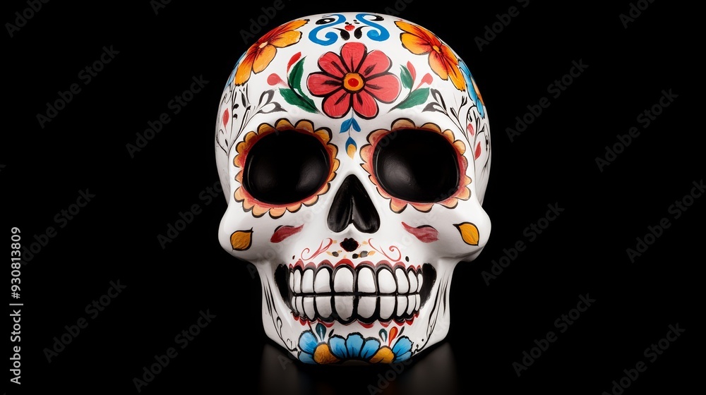 A skull with flowers painted on it A skull with flowers painted on it