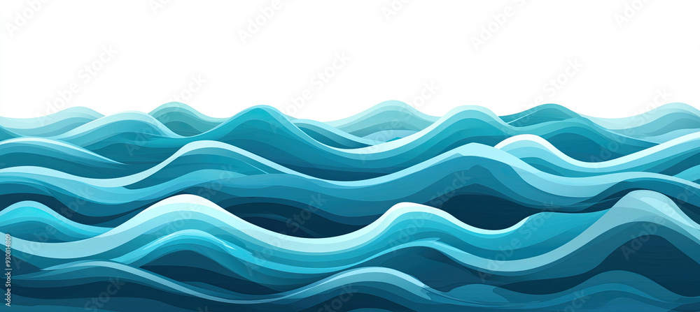 Fototapeta premium Sea Waves Layered Vector Background Illustration Isolated on White Background, Fluid Wave Patterns, Coastal Design, Clean and Modern, Nautical Theme, Artistic Seascape