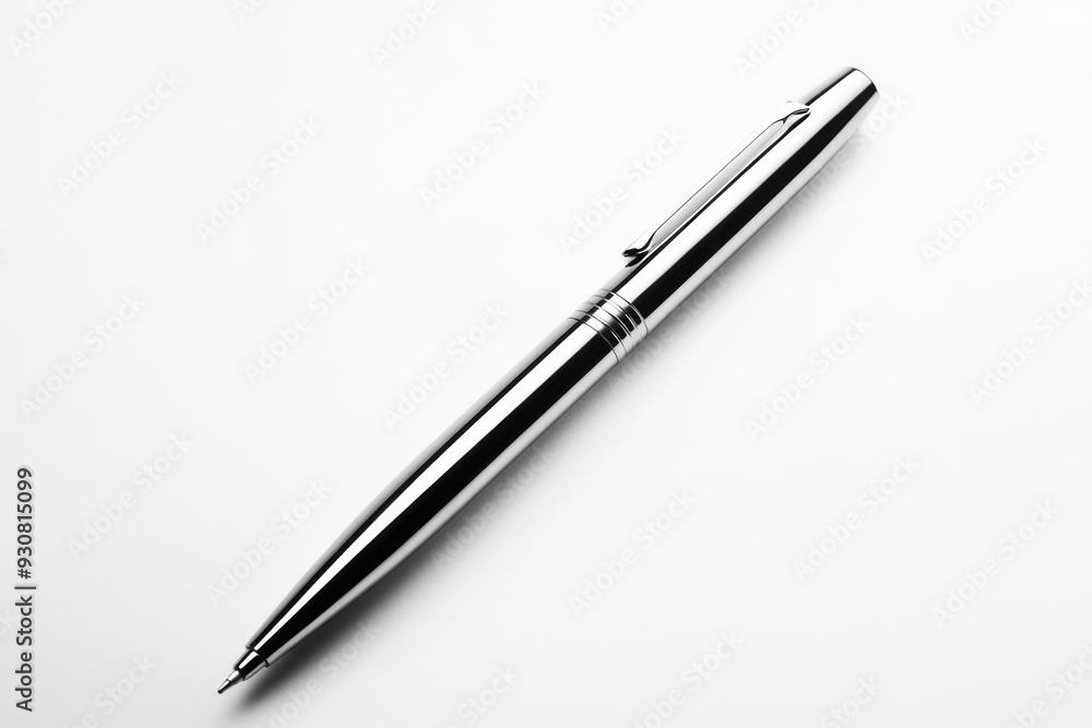 A Metallic Pen on a White Surface A Metallic Pen on a White Surface