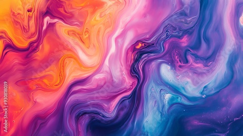 Abstract liquid colorful marble painting, vibrant