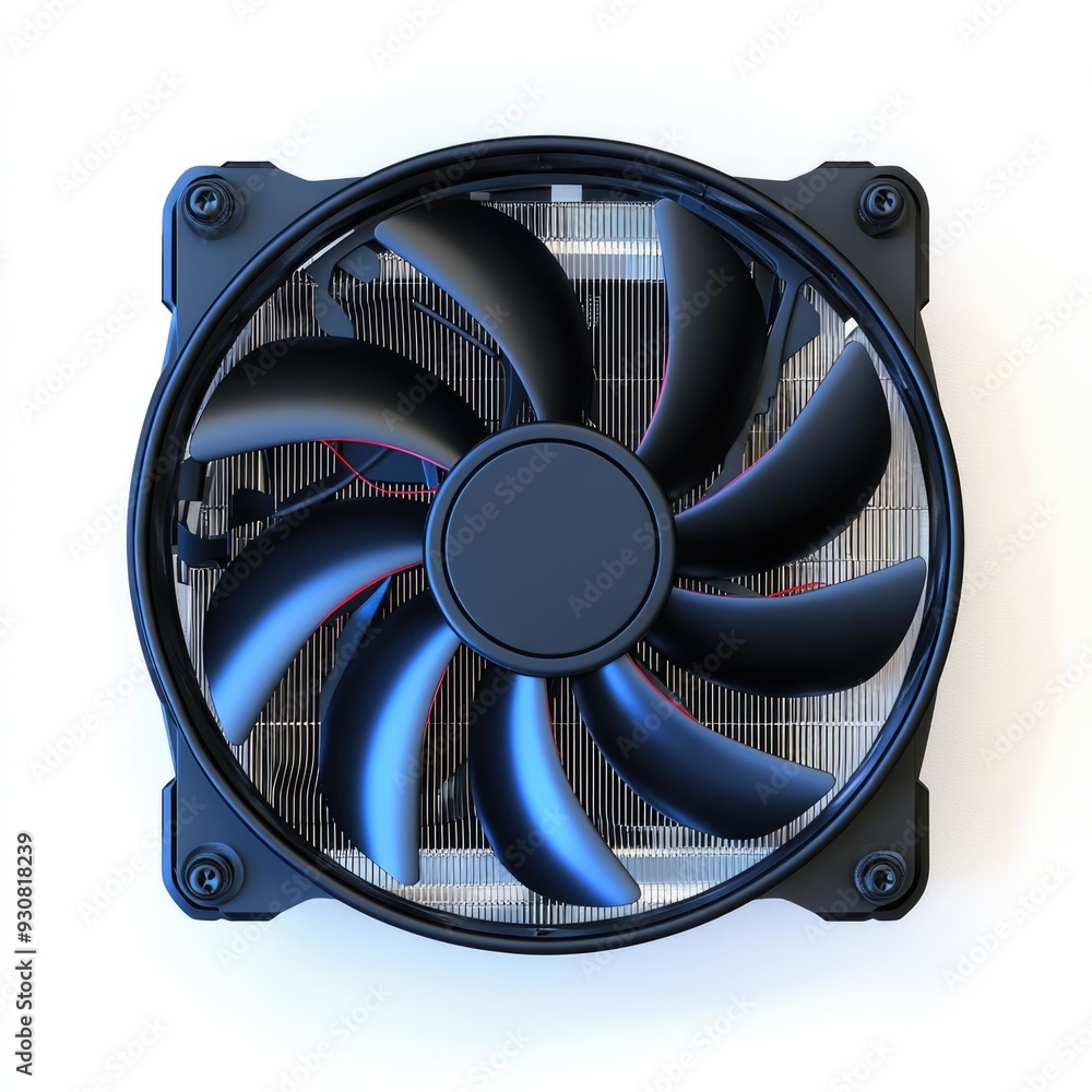 Close-up of a Black Computer CPU Cooler Fan with a Silver Heat Sink Close-up of a Black Computer CPU Cooler Fan with a Silver Heat Sink