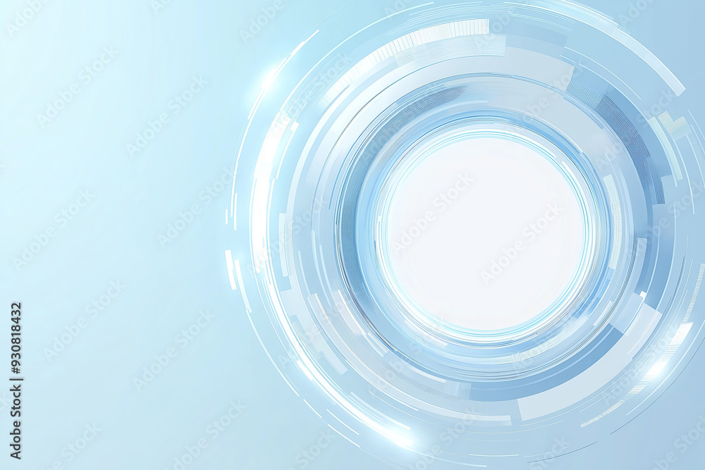 Obraz premium Abstract Circular Pattern in Blue and White Tones with Glowing Center.