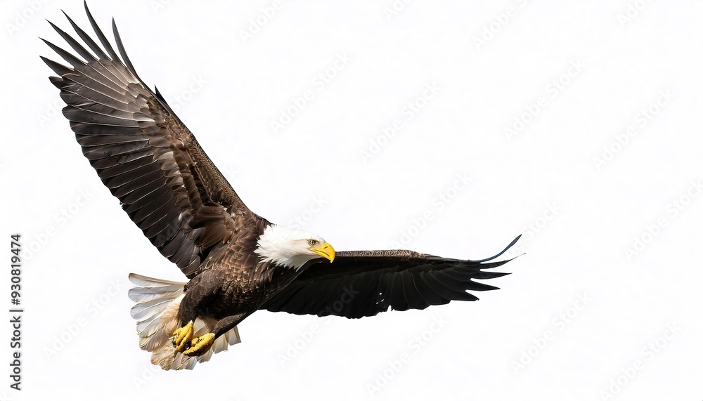 Obraz premium american bald eagle - Haliaeetus leucocephalus - is a bird of prey found in North America, mottled feather colors, isolated cutout on white background