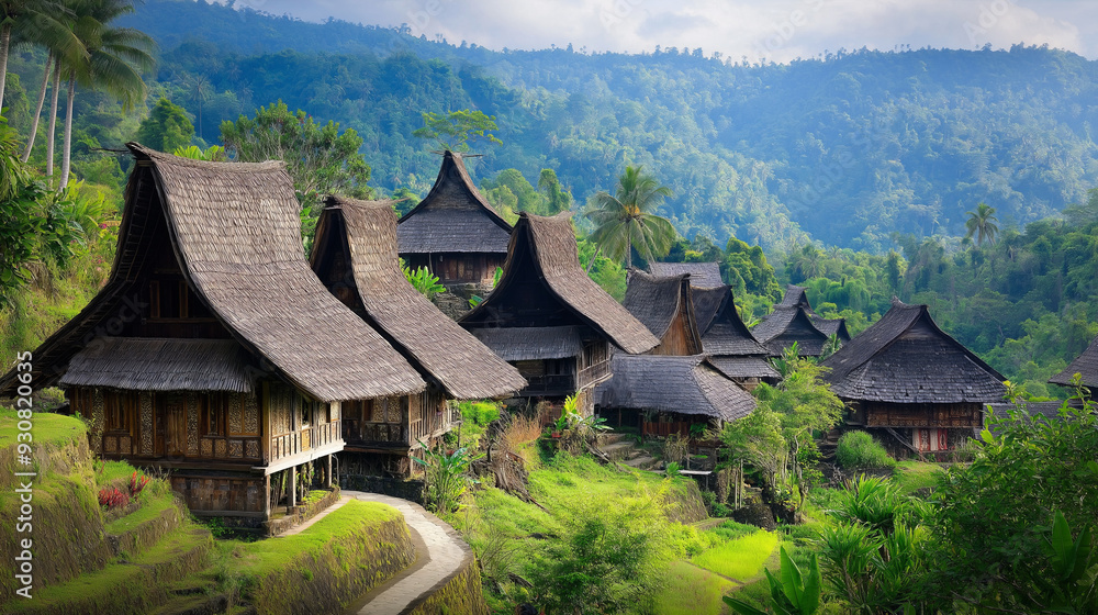 Rustic Village Houses with Mountain Views. Rustic Village Houses with Mountain Views.