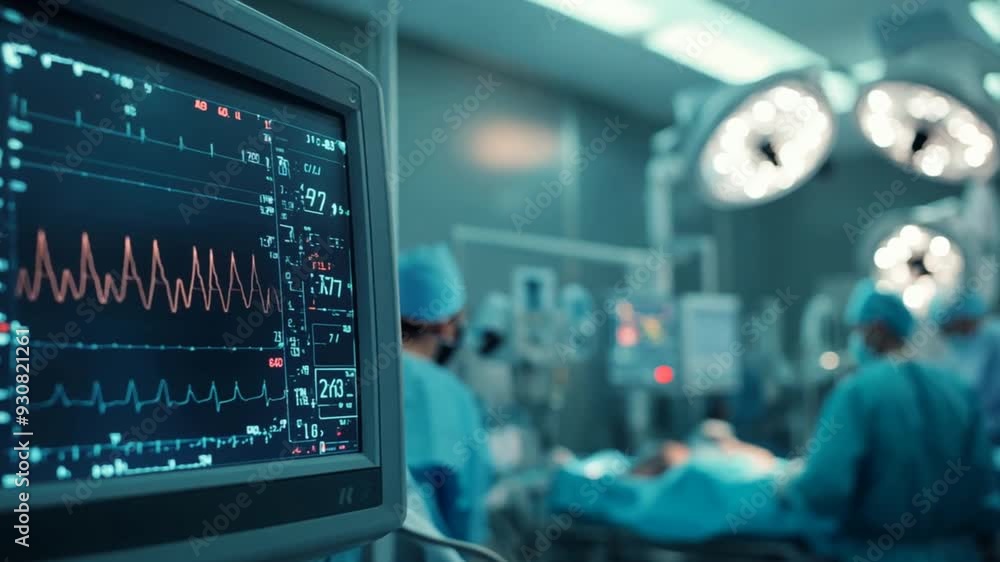 In the surgical suite, the ECG monitor display shows the patient's heart rate. This is because the surgeon intently focuses on the operation while the room is filled with precision instruments. In the surgical suite, the ECG monitor display shows the patient's heart rate. This is because the surgeon intently focuses on the operation while the room is filled with precision instruments.