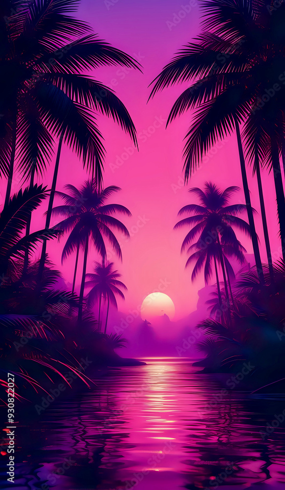 Obraz premium palm trees at sunset