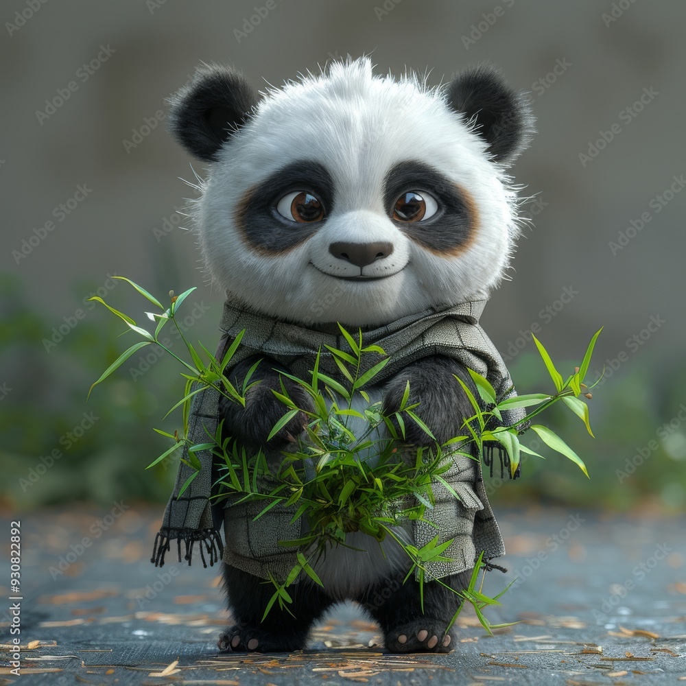 cute panda character with bamboo cute panda character with bamboo