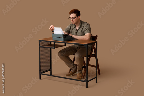 Young man working with vint...