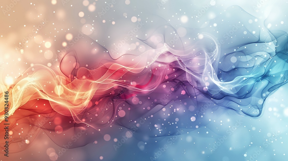 Fototapeta premium Abstract colorful waves with soft lighting and bokeh effects.